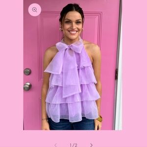 Beautiful lavender organza halter blouse